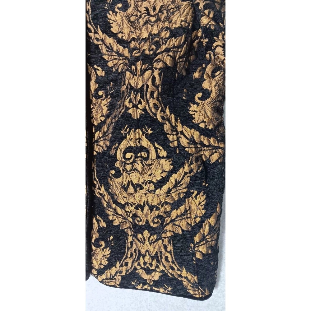 Chicos Baroque Quilted Blazer Jacket Size 4 Black & Gold Velvet Trim Old Money - Picture 5 of 14